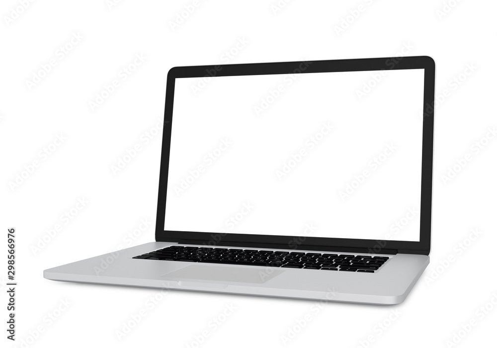 Laptop with blank screen isolated on white background, 3d rendering Laptop with blank screen isolated on white background, 3d rendering