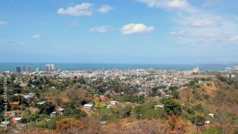 Wide angle shot showing the whole city of port of spain trinidad Wide angle shot showing the whole city of port of spain trinidad