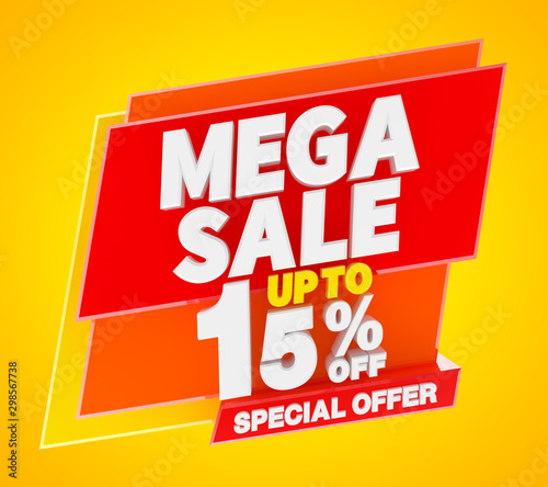 MEGA SALE UP TO 15 % OFF SPECIAL OFFER, 3d rendering.