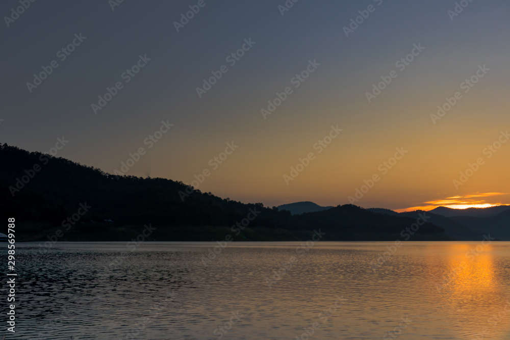 sunset on lake