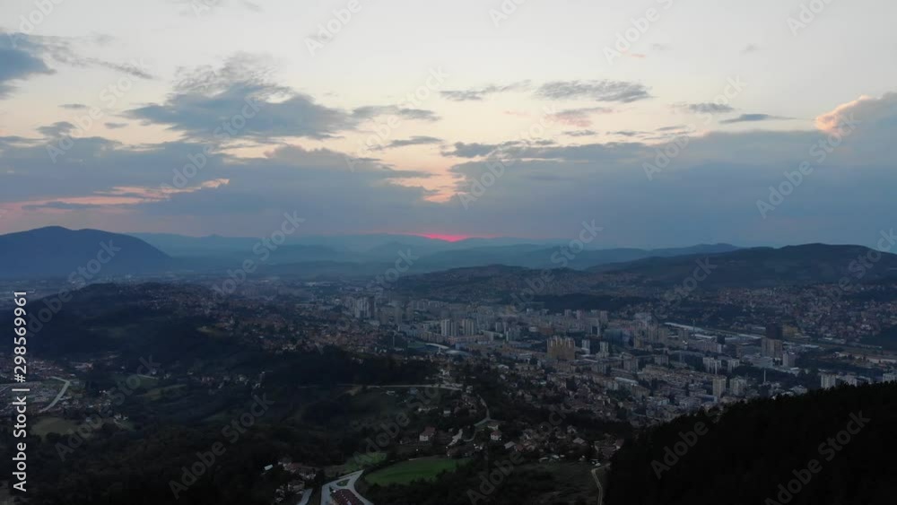 Arial view of City of Sarajevo from Trebevic mountain Arial view of City of Sarajevo from Trebevic mountain