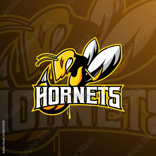 Hornet, Bee, Wasp sports team mascot logo vector template. Easy editable and change the name