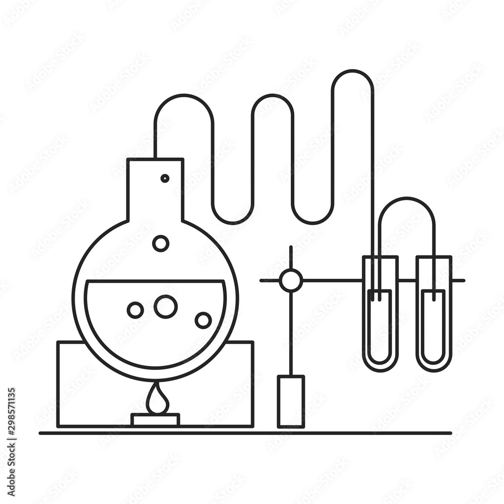 Education, chemistry, science concept. Outline thin line flat illustration.  Isolated on white background. Stock Vector | Adobe Stock