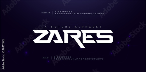 Sport Modern Future Alphabet Font. Typography urban style fonts for technology, digital, movie logo design regular, italic and number. vector illustration