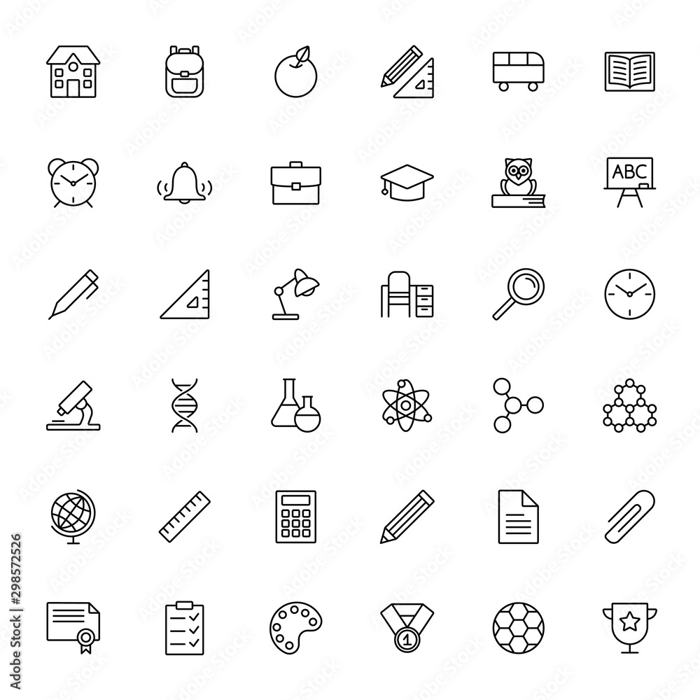 Fototapeta premium Education vector eps10 thin line icons collection set.