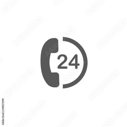 Phone icon 24 hours support vector isolated on white background. Telephone symbol for your design, logo, application, UI.