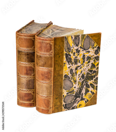 Аntique books on white back...