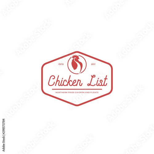 vintage retro chicken list label stamp logo design inspiration - vector