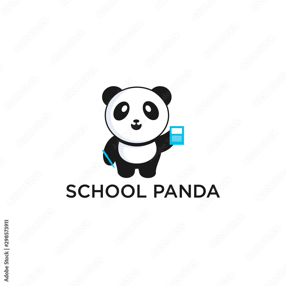 Panda bear silhouette Logo design vector template. school Logo Panda animal Logotype concept icon Panda bear silhouette Logo design vector template. school Logo Panda animal Logotype concept icon
