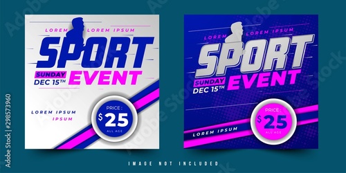 sport event two option flyer, poster or banner design vector with simple layout elegant and balance composition, editable and customize template