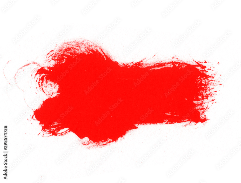 Abstract red paint brush isolated on white