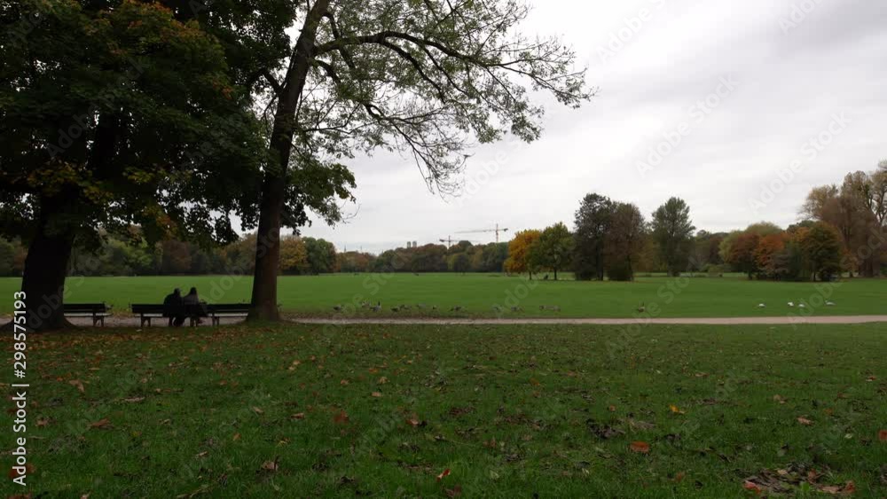 Autumn day in Munich in a popular park.