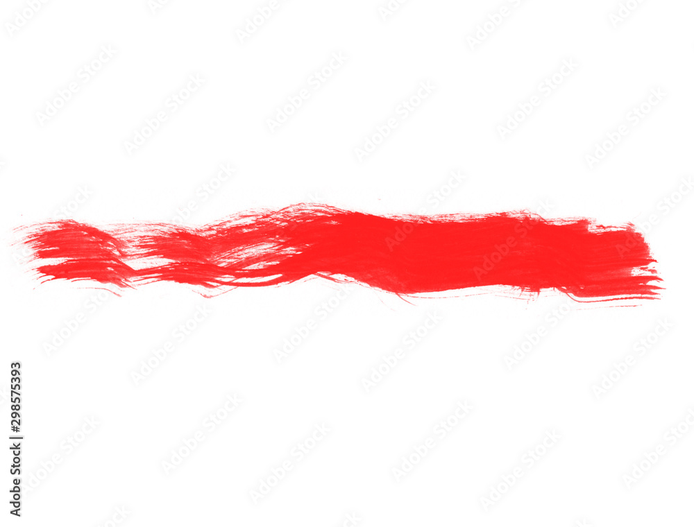 Red paint long line on white background Red paint long line on white background