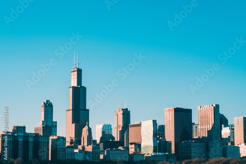Tall Chicago Skyline without Lake 