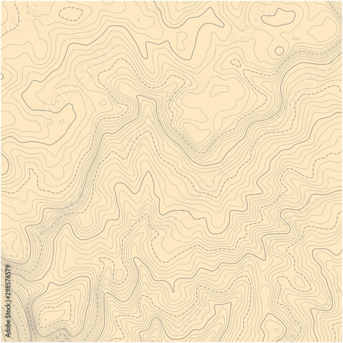 Abstract topographic map with elevation lines and yellow background