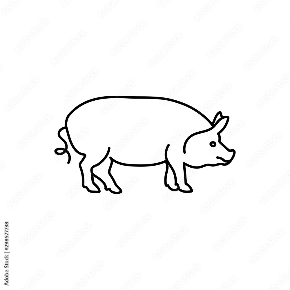 pig silhouette. hog symbol. vector outline. black and white animal. monochrome image. animal logo. simple icon pig silhouette. hog symbol. vector outline. black and white animal. monochrome image. animal logo. simple icon