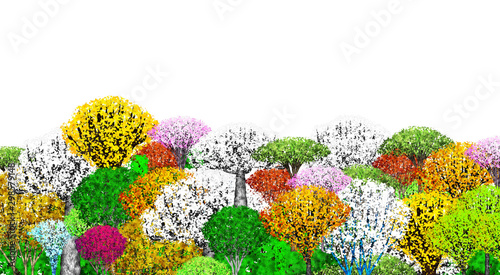 bouquet of colorful trees isolated on white background