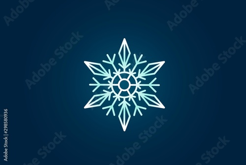 Geometric winter snowflake pattern christmas logo design