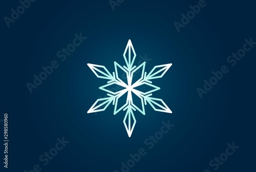 Geometric winter snowflake pattern christmas logo design