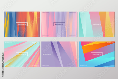 Set Modern colorful wave spectrum flow background set