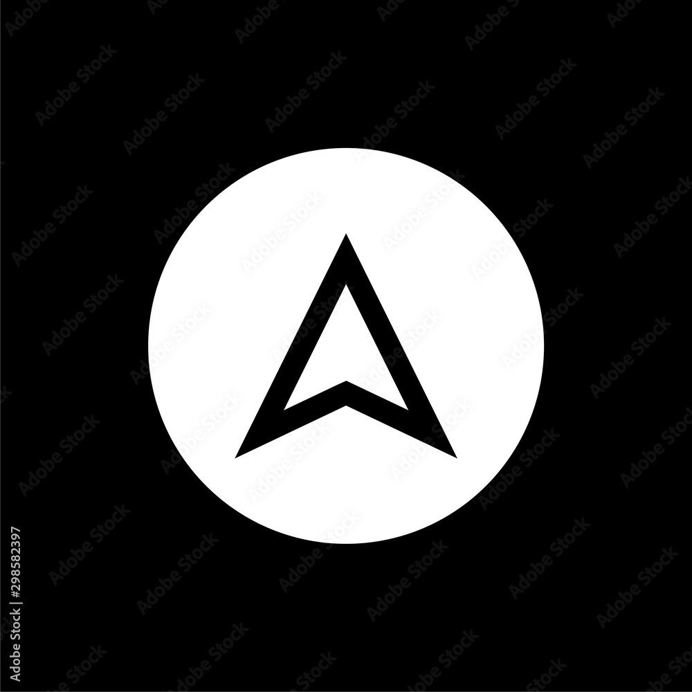 North arrow icon or N direction and navigation point symbol isolated on black background North arrow icon or N direction and navigation point symbol isolated on black background