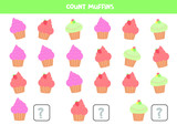 Count each muffin. Math game for kids. 