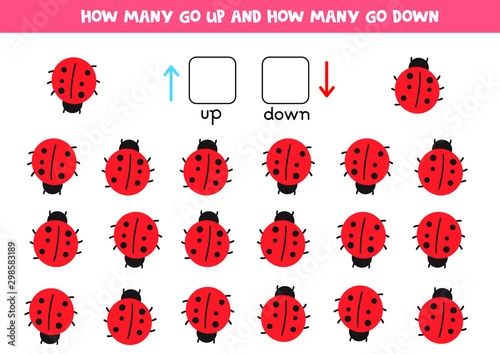 Spatial orientation for kids. Up and down. Count how many