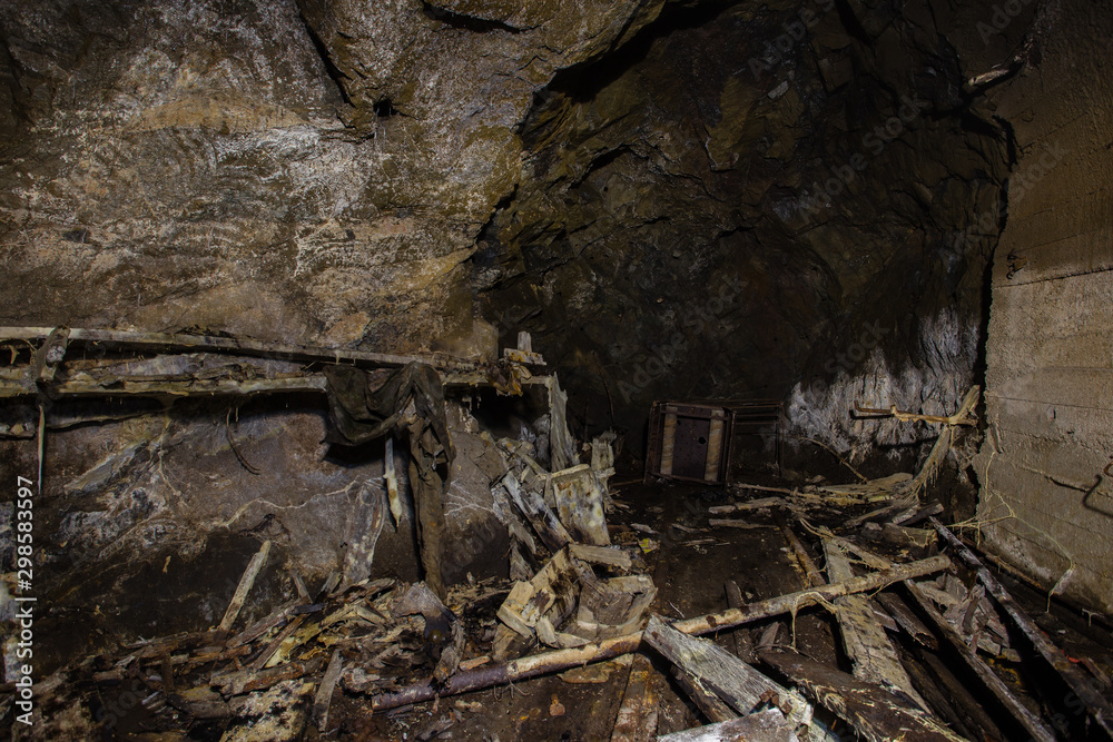 Underground old abandoned iron mine tunnel Underground old abandoned iron mine tunnel