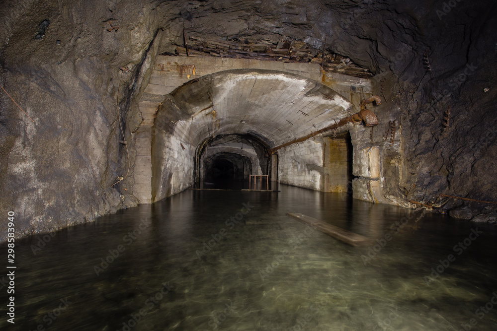 mine ore shaft tunnel drift underground flooded