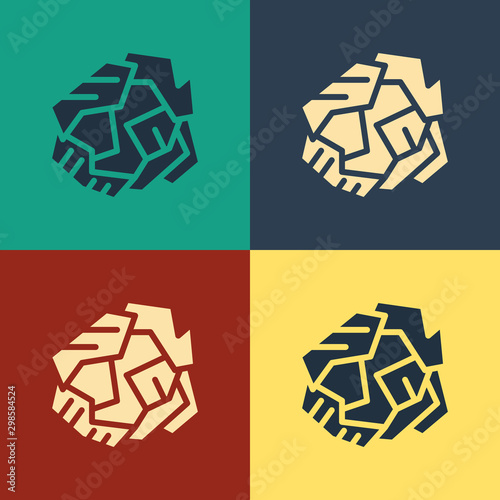Color Crumpled paper ball icon isolated on color background. Vintage style drawing. Vector Illustration