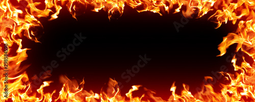 Hot fire frame on black background