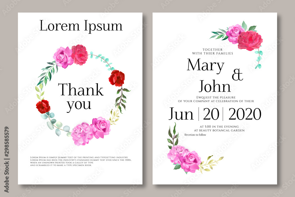 beautiful wedding invitation card with floral flowers
