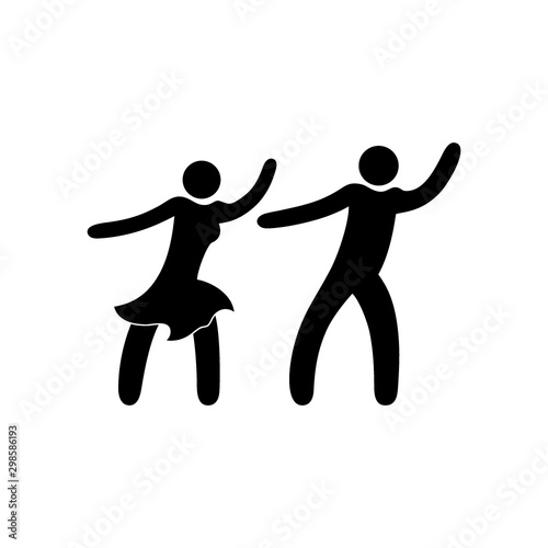 man dancing icon  stick figure people dancers  pictogram couple having fun