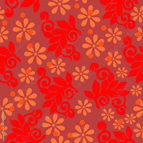 abstract leaf seamless pattern with a polka-dot background