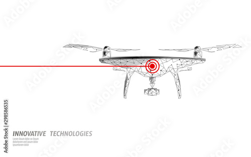 No drones low poly banner template. Regulation of unmanned aerial vehicles sky delivery. Law ban aircraft camera privacy protection. Private zone information security. Polygonal vector illustration