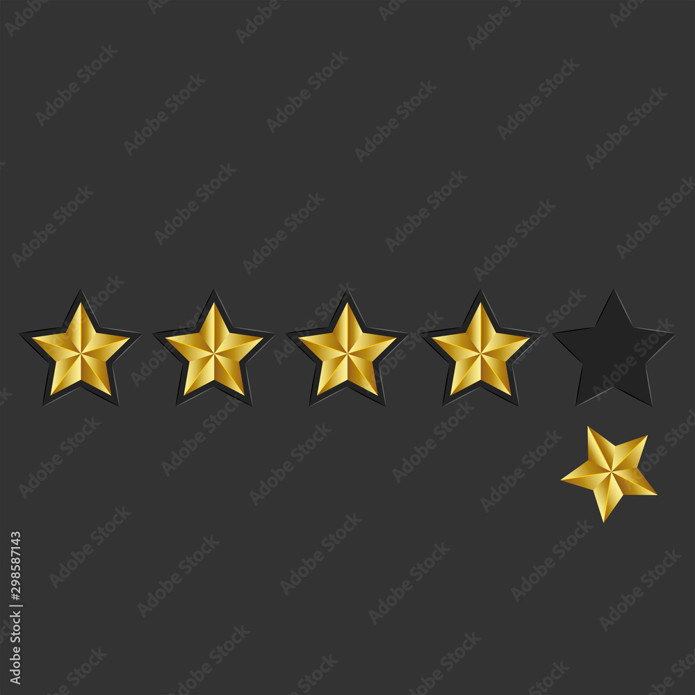Feedback 5 golden stars loss of reputation online customer, product review rating concept 3d style Feedback 5 golden stars loss of reputation online customer, product review rating concept 3d style