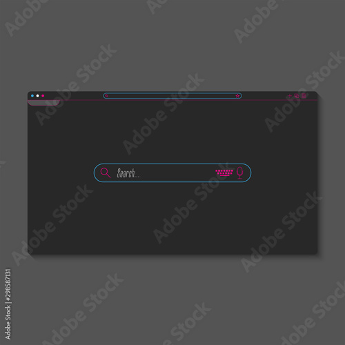 Internet search bar browser window dark theme design element interface mockup.