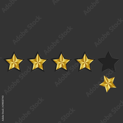 Feedback 5 golden stars loss of reputation online customer, product review rating concept 3d style