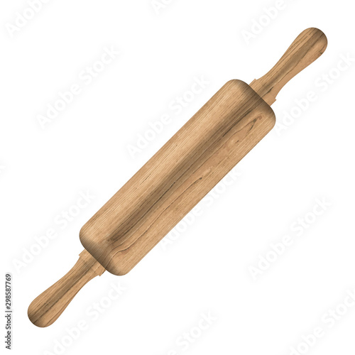 Wooden rolling pin for dough, vector illustration.
