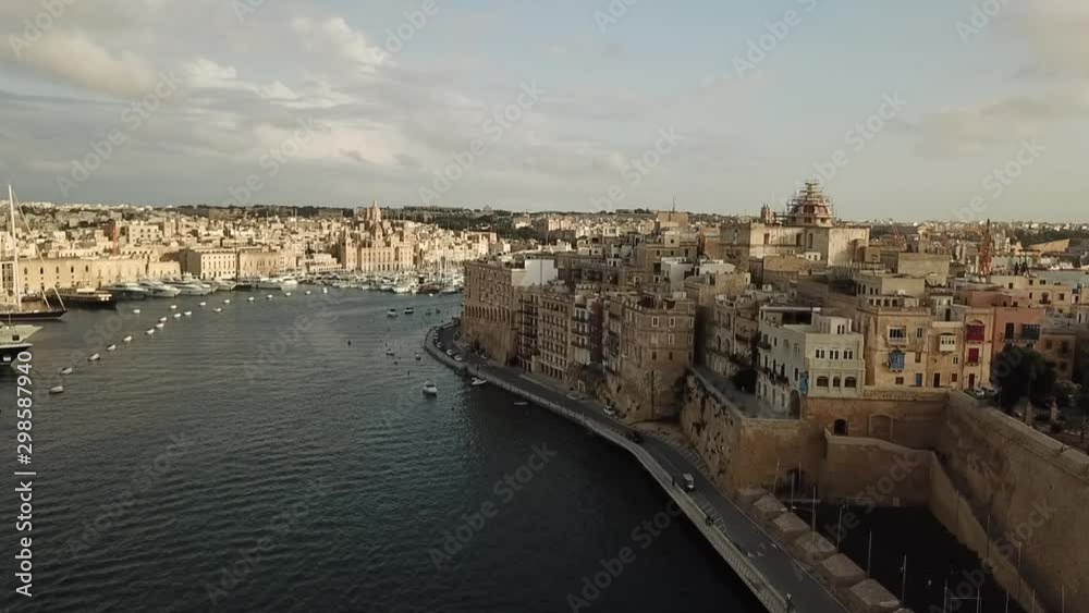 Aerial view of Sanglea, Malta. revealing shot of the three cities. Aerial view of Sanglea, Malta. revealing shot of the three cities.
