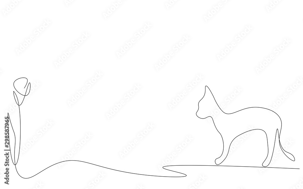Animal background with happy cat and flower vector illustration Animal background with happy cat and flower vector illustration