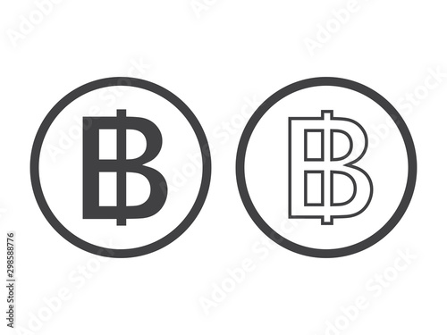 Slika na platnu Thai baht currency symbol, money sign vector illustration on white