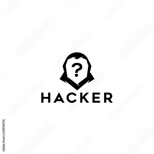 spy agent, secret agent, hacker, mysterious man in black logo design inspiration - vector