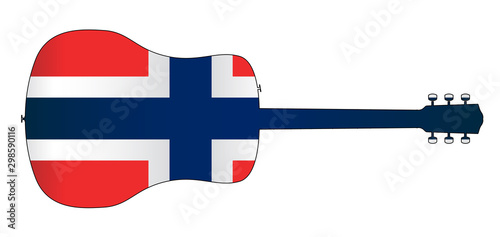 Acoustic Guitar Silhouette With Norwegian National Flag