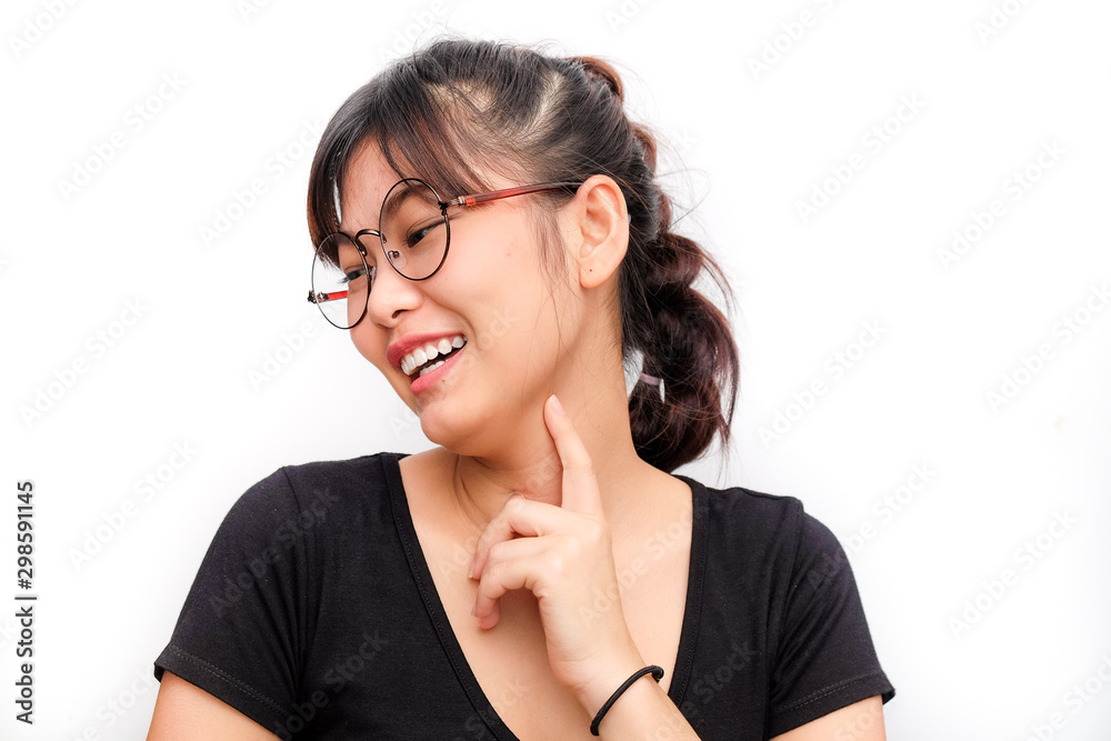 Business asian women felling happy on white background Business asian women felling happy on white background