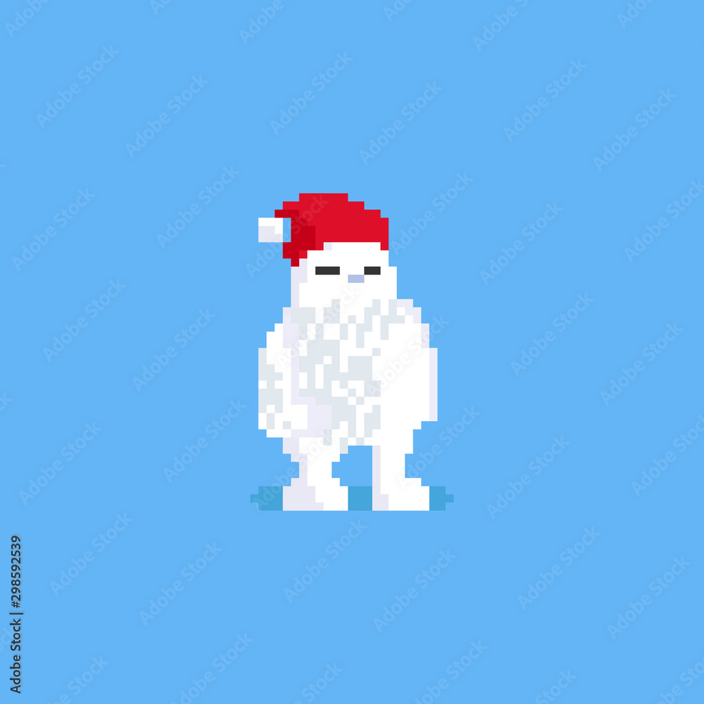 Pixel fat animal with santa hat.Christmas.8bit. Pixel fat animal with santa hat.Christmas.8bit.