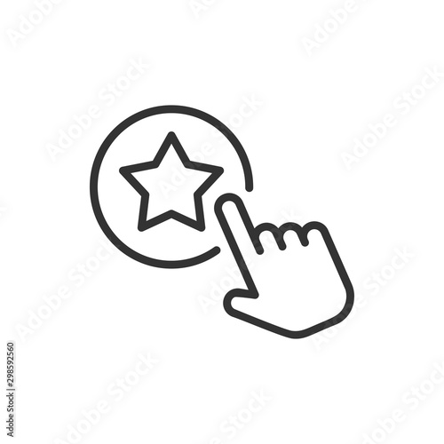 Click loyalty card icon in flat style. Hand on reward vector illustration on white isolated background. Discount business concept.