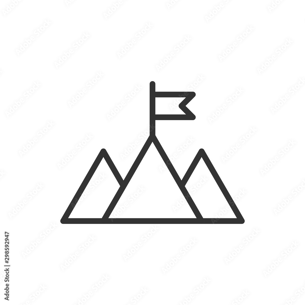 Mission champion icon in flat style. Mountain vector illustration on white isolated background. Leadership business concept.