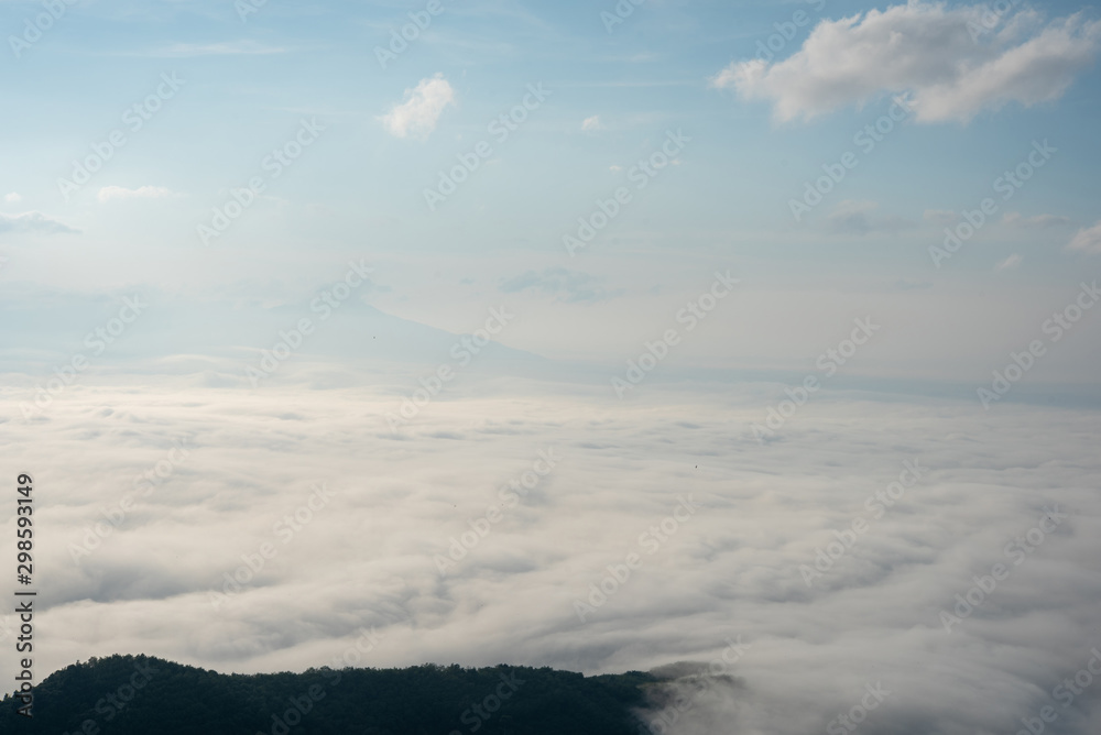 Obraz premium Landscape of Morning Mist with Mountain Layer.
