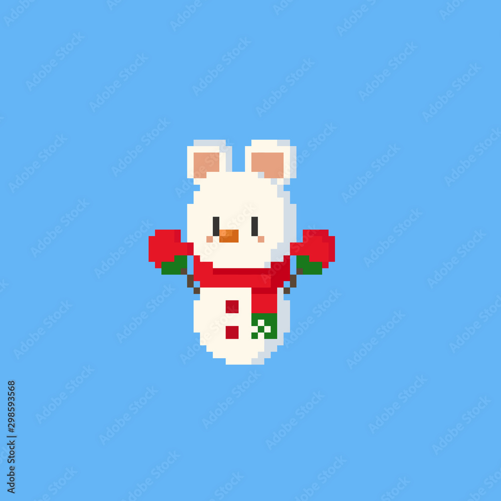 Pixel polar bear snowman character.Christmasn.8bit. Pixel polar bear snowman character.Christmasn.8bit.